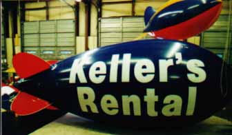 14' blimp with simple artwork - Keller's Rental